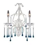 IMAGE OF ELK Opulence 2 Light Wall Fixture Aqua Crystal Antique White