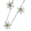 Sterling Silver Peridot Flower Necklace - 16 Inch