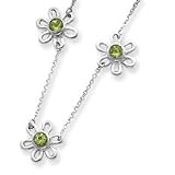 Sterling Silver Peridot Flower Necklace - 16 Inch