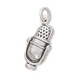 3-D Microphone Charm Sterling Silver