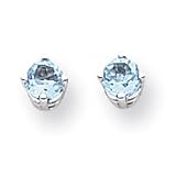 14k White Gold 4mm Blue Topaz earring XE71WBT