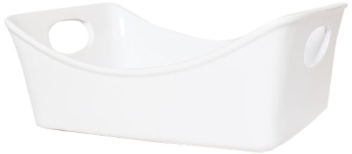 Housewares International 2-Quart Modern Style Open Rectangle Ceramic Baking Dish, White, 10-1/2-Inch by 6-1/2-Inch