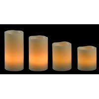 Lily's Home Flameless Candles; LED Candles with Remote Control, Pillar Real Wax Candles, 3-inch, 4-inch, 5-inch and 6-inch Candles with Melted Egde, Set of 4