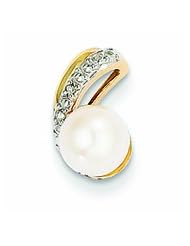 14K Gold Diamond and Freshwater Cultured Pearl Pendant