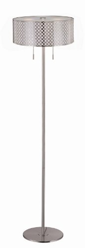 Lite Source LS-81519PS Netto Floor Lamp, Polished Steel with Net Metal Front And White Polished Steel Back Shade