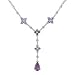14K White Gold .03 ctw Diamond and Multi-Gemstone Drop Necklace