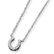 Sterling Silver CZ Horse Shoe Necklace - 16 Inch - Spring Ring - JewelryWeb