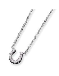 Sterling Silver CZ Horse Shoe Necklace QG2032-16"