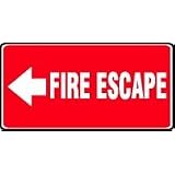 FIRE ESCAPE (ARROW LEFT) 7 x 14 Adhesive Dura-Vinyl Sign