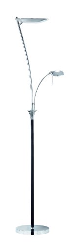 Trio-Leuchten 4348021-06 Halogen-Fluter, 1 x R7S, 230W + Lesearm 40W G9, doppelt dimmbar mit Meemoryschaltung, Chrom/Schwarz, H. 180 cm
