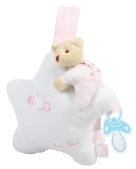 Tuc Tuc Light Pink Baby Bottle and Pacifier Holder. Moons and Stars Collection.