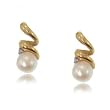 Freshwater Pearl & Diamond Ribbon Earrings in 14 Karat Yellow Gold