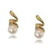 14KT Yellow Gold Twisted Earrings w Pearls & Diamonds