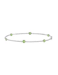 White Gold 14K By the Yard Peridots Bracelet in 7 Inch Length with 0.60 Carat Total Weight