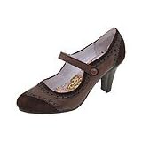 Hush Puppies Alise | Ladies Maryjane Shoes Dark Brown Leather Suede by Hush Puppies