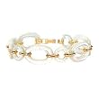 14k Gold & Carved Mother of Pearl Link Bracelet-7.75"