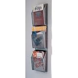 Wall Magazine Rack - Mesh Basket Ladder (Silver) (37 1/4