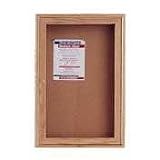 Boone Solid Oak Frame Enclosed Bulletin Board, 36in.H x 24in.W, 1 Door