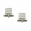 Men's Fancy Checkerboard Cuff Links - Polished Solid Sterling Silver