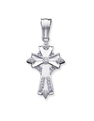 Sterling Silver CZ Cross Pendant QC4353"