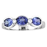 14k White Gold Oval Tanzanite and Diamond Ring 1.13 TCW