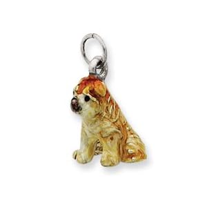 Sterling Silver Enameled Shar Pei Charm