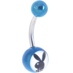 Playboy Bunny Logo Blue Miracle Ball Belly Button Ring
