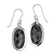 .925 Silver & Faceted Onyx Oval Dangle Earrings