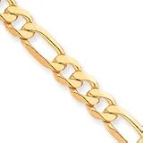 14k 10mm Flat Figaro Chain Anklet - 9 Inch