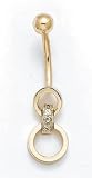 14K BELLY RING 2 CIR W/DI.04CT ES-1252