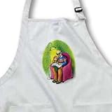 Grandfather reading a book of his granddaughter - Medium Length Apron With Pouch Pockets 22w X 24l