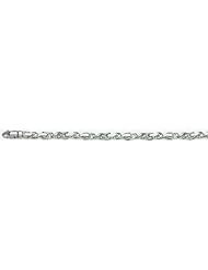6mm 14k Fancy White Gold Link Bracelet 9"