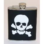 Click here to buy Executive Modern Genuine Black Leather Skull and Bones 6oz Stainless Steel Flask by Simple Luxuries.
