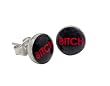 Bitch (Red & Black) Logo Earrings - 9mm - Sold as a Pair