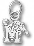 Memphis Tigers Solid Sterling Silver ''M'' Tiger 1/4'' Pendant