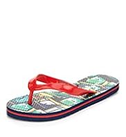 Toe Post Thin Strap Photo Print Flip-Flops