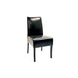 Set of 2 Contemporary Black Full Leather Parson Dining Chairs
