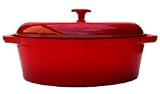 FancyCook Enamel Cast Iron Two Tone Red Oval Dutch Oven 8 Qt. Super Sale!
