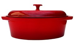 FancyCook Enamel Cast Iron Two Tone Red Oval Dutch Oven 8 Qt.Spring Super Sale!
