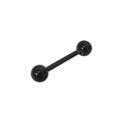 Barbell Tongue Ring Anodized Black Titanium 14G 