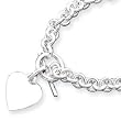 Sterling Silver Engraveable Heart Disc on Fancy Link Toggle Necklace - 18 Inch