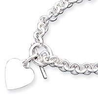 Genuine IceCarats Designer Jewelry Gift Sterling Silver Engravable Heart Disc On Fancy Link Toggle Necklace In 18.00 Inch