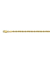 CleverEves 14K White Gold 023 2.90mm Lobster Clasp Solid Diamond-Cut Rope Chain