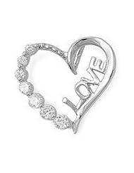 Sterling Silver Medium Love Heart Clear CZ Pendant Cute Charm Pure 925 New 20mm with 0.8mm Snake Chain
