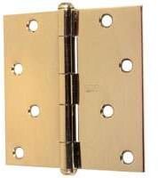 Stanley Hardware Solid Brass 4-Inch Square Corner Residential Door Hinge, Bright Brass #800115