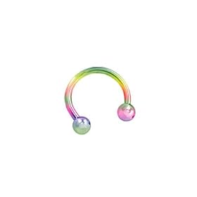 Anodized Titanium Multi Neon Color Horse Shoe Rings - 14Gauge