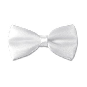 TopTie™ Mens Formal Solid White Satin Banded Bow Tie