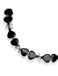 Sterling Silver Onyx Crystal/Opalite Necklace QH1974-16"