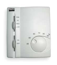 Dayton 1UHE3 Line V T-stat, Heat, Cool, White, 2 SPST