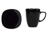 Ten Strawberry Street Fusion Black Cups and Saucers Set of 6